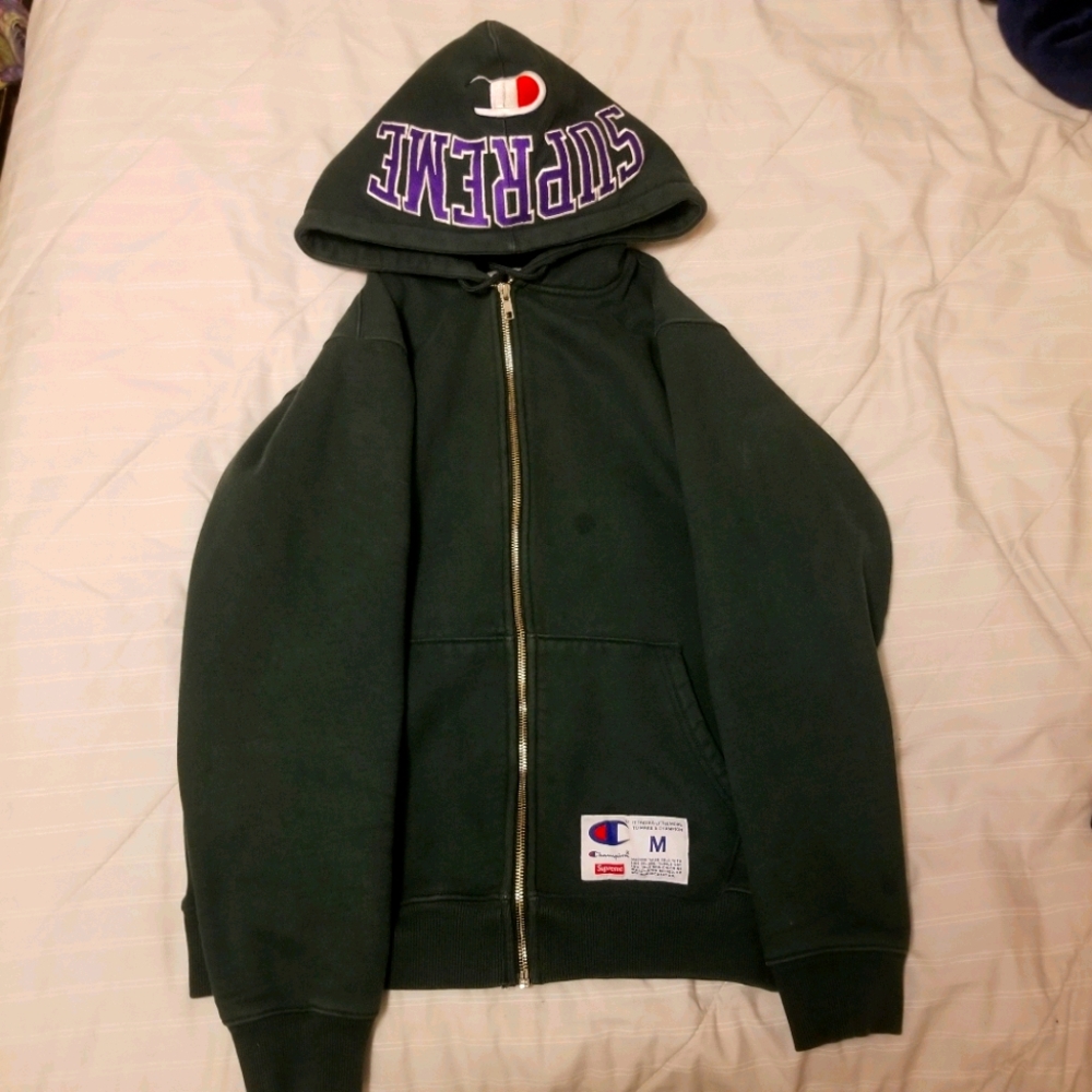 Supreme X Champion hooded zip-up sweatshirt
